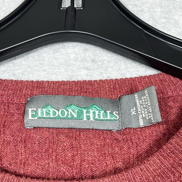 Eildon Hills Sweater Mens XL Salmon 100% Cashmere Soft Preppy Business Crew Neck - Picture 8 of 9